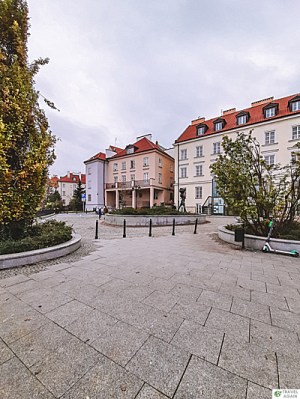 Taras widokowy na Górce Gnojnej - w tle rzeźba "Siłacz"