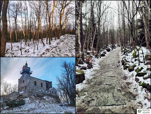 Ślęża - bliżej szczytu pogoda zimowa i dużo lodu